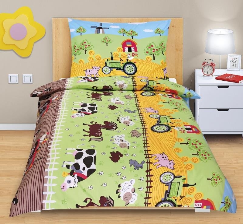 Bellatex detské obliečky Junior 90/067 Farma zelená 140x200,70x90 cm
