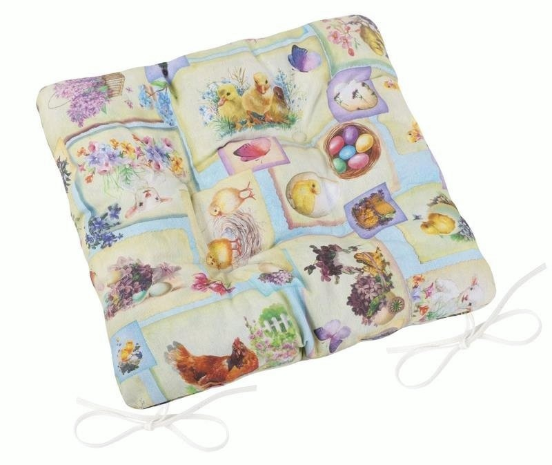 Bellatex sedák Ema prošívaný výprodej V41/519 velikonoční patchwork 40x40 cm