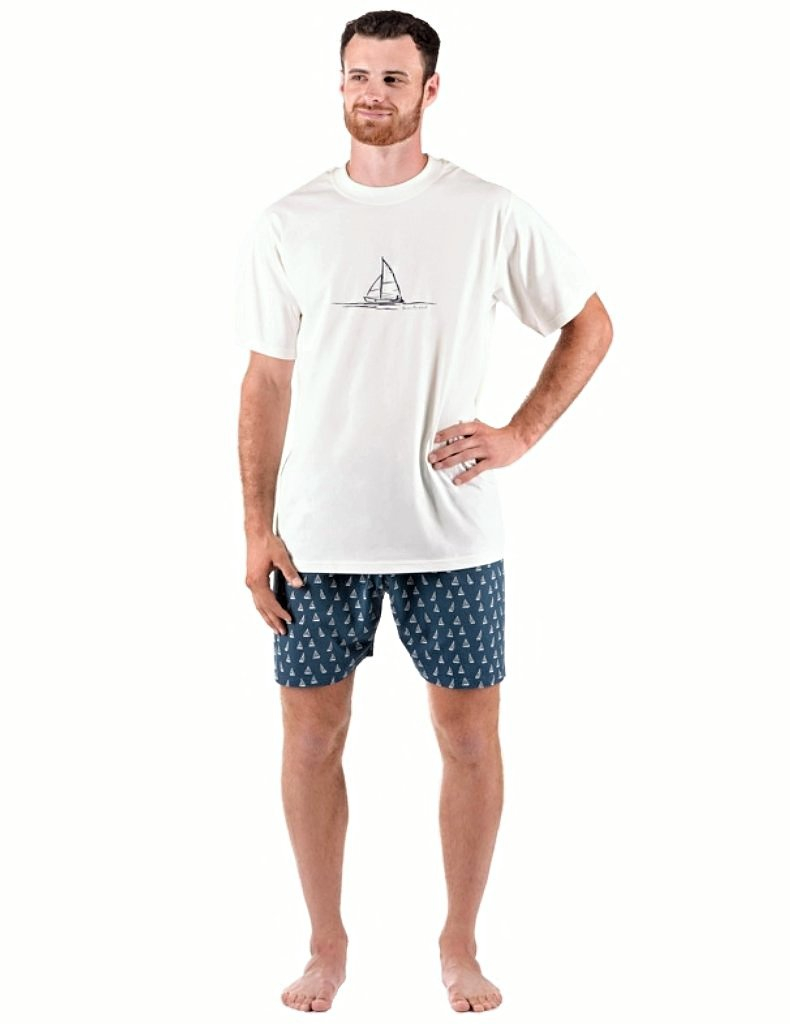 Krátke pyžamo Gina šité 79172 šedobiela Veľ. 4XL