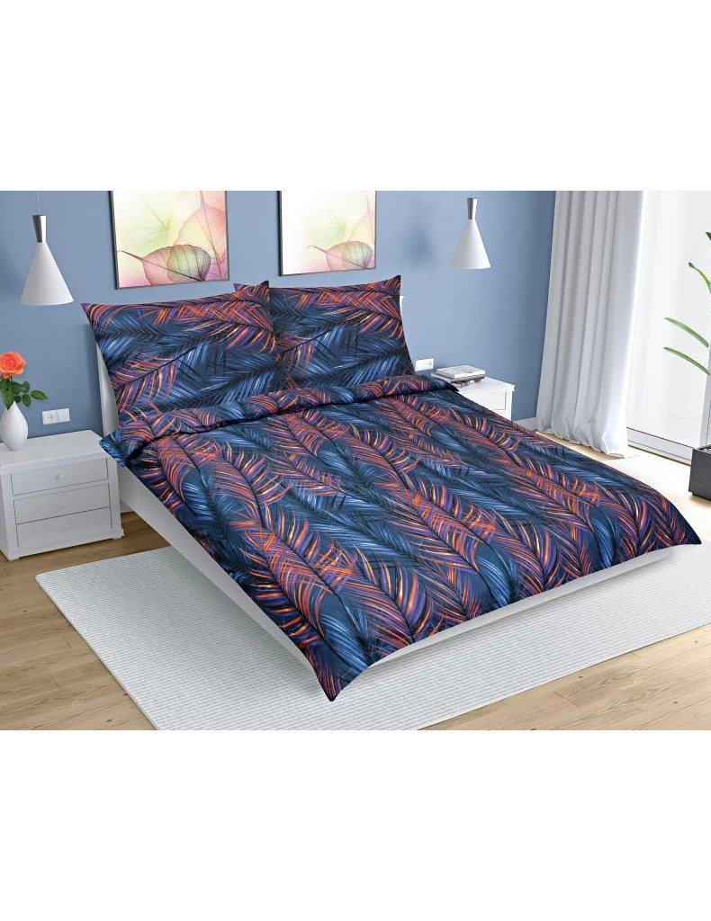 Bellatex obliečky bavlnené Pierko 90/581H modrá Rozmer 140x220, 70x90 cm