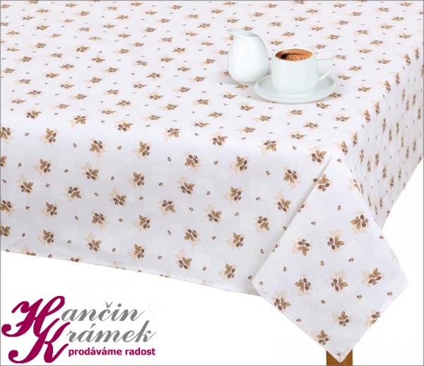Ubrus na stůl UB/311, béžová kytička.