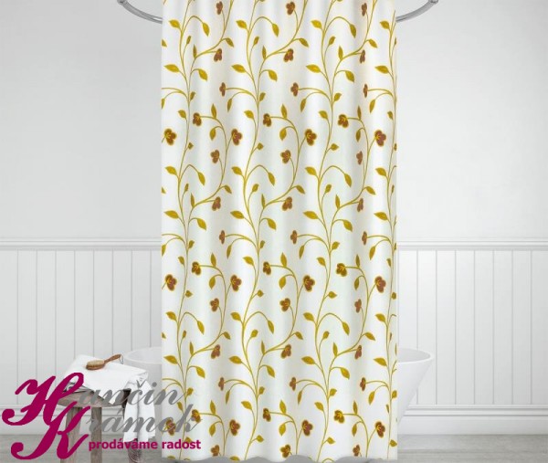 Sprchový závěs 720/002, béžové rostliny.