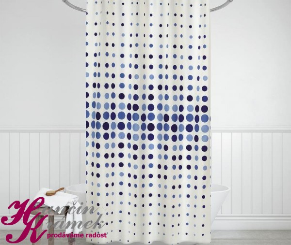 Sprchový závěs 720/003, modré tečky.