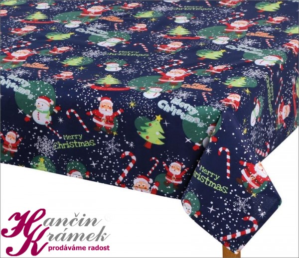 Ubrus Vánoce 4300/903, vánoční motiv modrý.