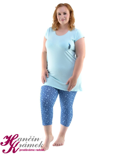 Dámské pyžamo krátké 19104P, aqua (1)