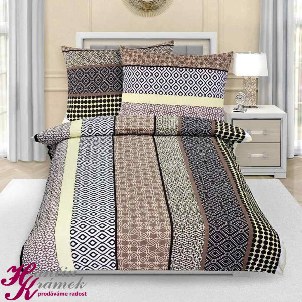 Krepové povlečení 80/309, béžové pruhy (1)