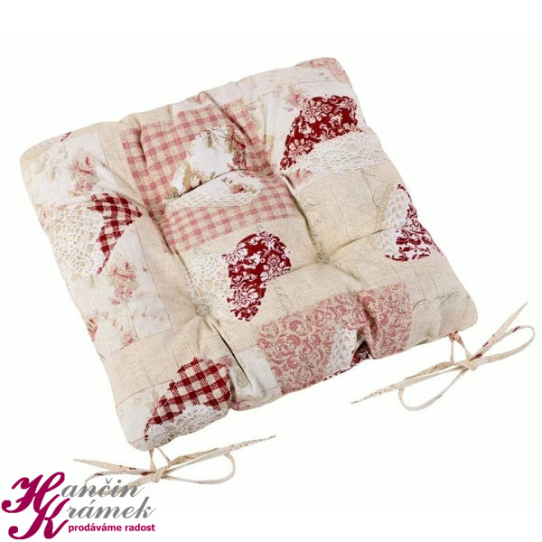 Sedák Ema prošívaný 41/511, patchwork srdce růžové (1)
