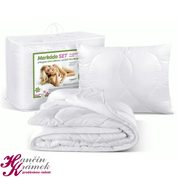 Přikrývka a polštář Merkado Set 850g celoroční AP/9684, bílá (1)