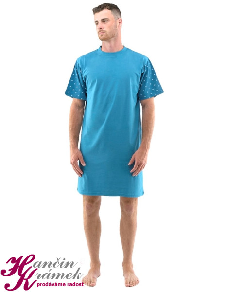 Pánská bavlněná noční košile 79144P, petrolejová (1)