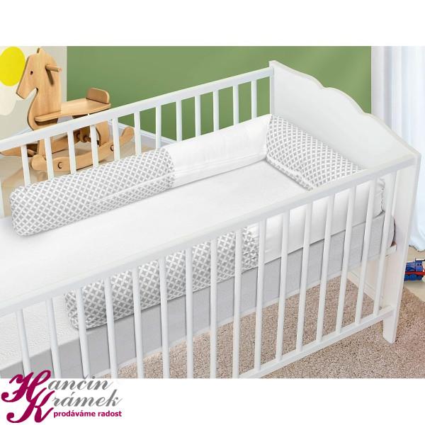 Mantinel do dětské postýlky 3222/905 kosočtverce šedá, bílá (1)