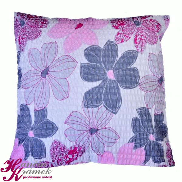 Povlak na polštář Krepový K80/246, květ růžová (1)