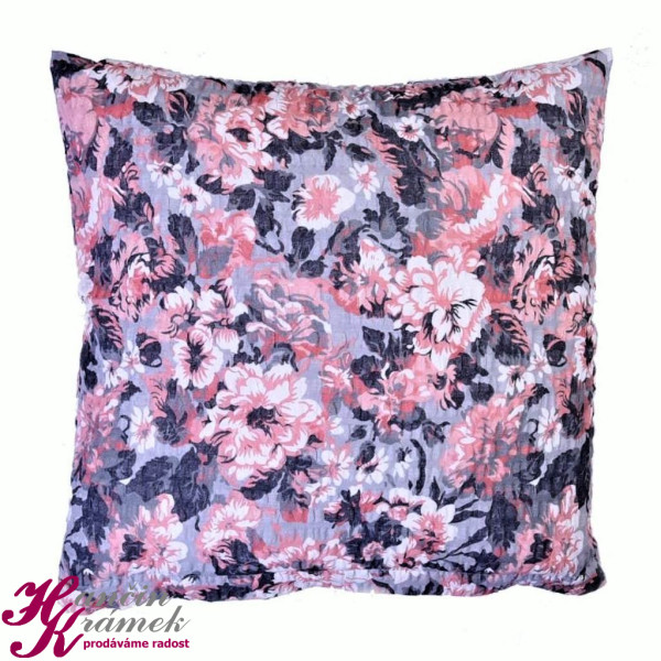 Povlak na polštář Krepový K80/742, jiřina lososová, šedá (1)