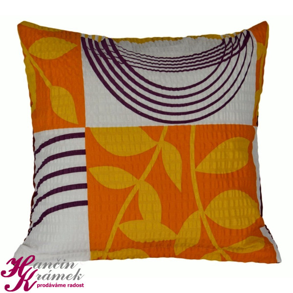Povlak na polštář Krepový K80/232, patchwork oranžová (1)