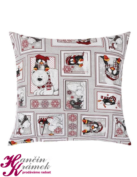 Dekorační polštář Vánoce 55/122, šedá (1)