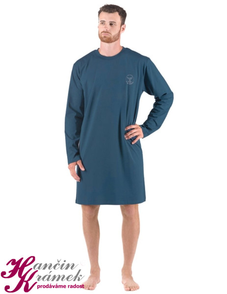 Pánská bavlněná noční košile 79181P, petrolejová (1)