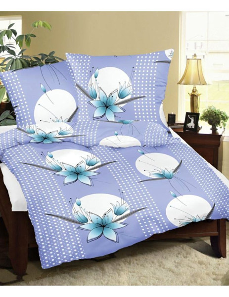 Flanelové povlečení Lilie 12/509, Modrá (1)