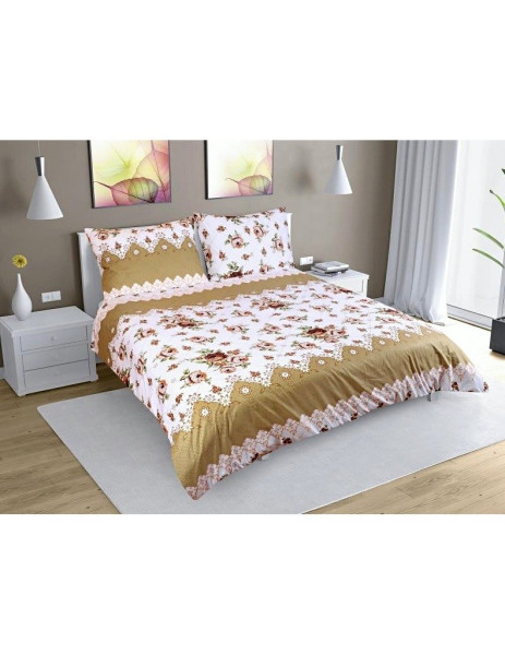 Francouzské povlečení Růže FR-90/307, Hnědá (1)