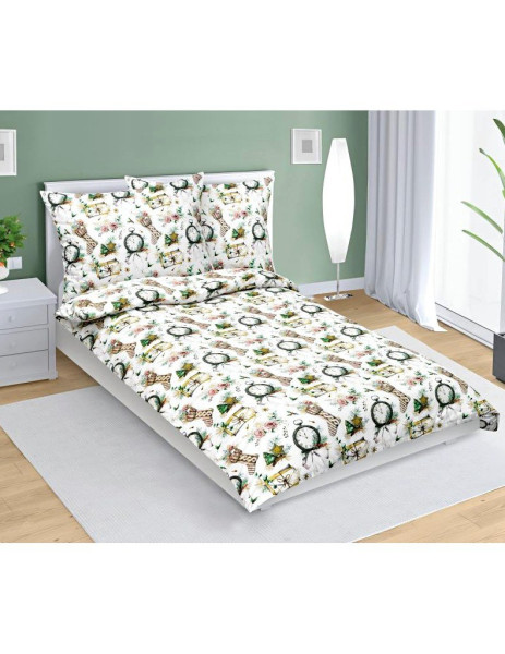 Povlečení bavlněné Vánoc čas 90/CH27H, zelená (1)