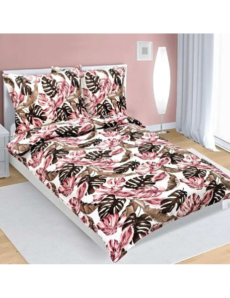 Povlečení krepové Monstera 80/435H, růžová (1)