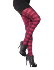 Dámské punčocháče vzorované Tartan DP813, vínová (2)