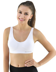 Sportovní podprsenka s vycpávkami 07014, Bílá (2)