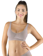 Sportovní podprsenka s vycpávkami 07014, Šedohnědá (8)