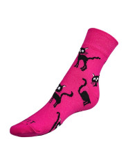 Dámské veselé ponožky Kočka magenta DP/8259